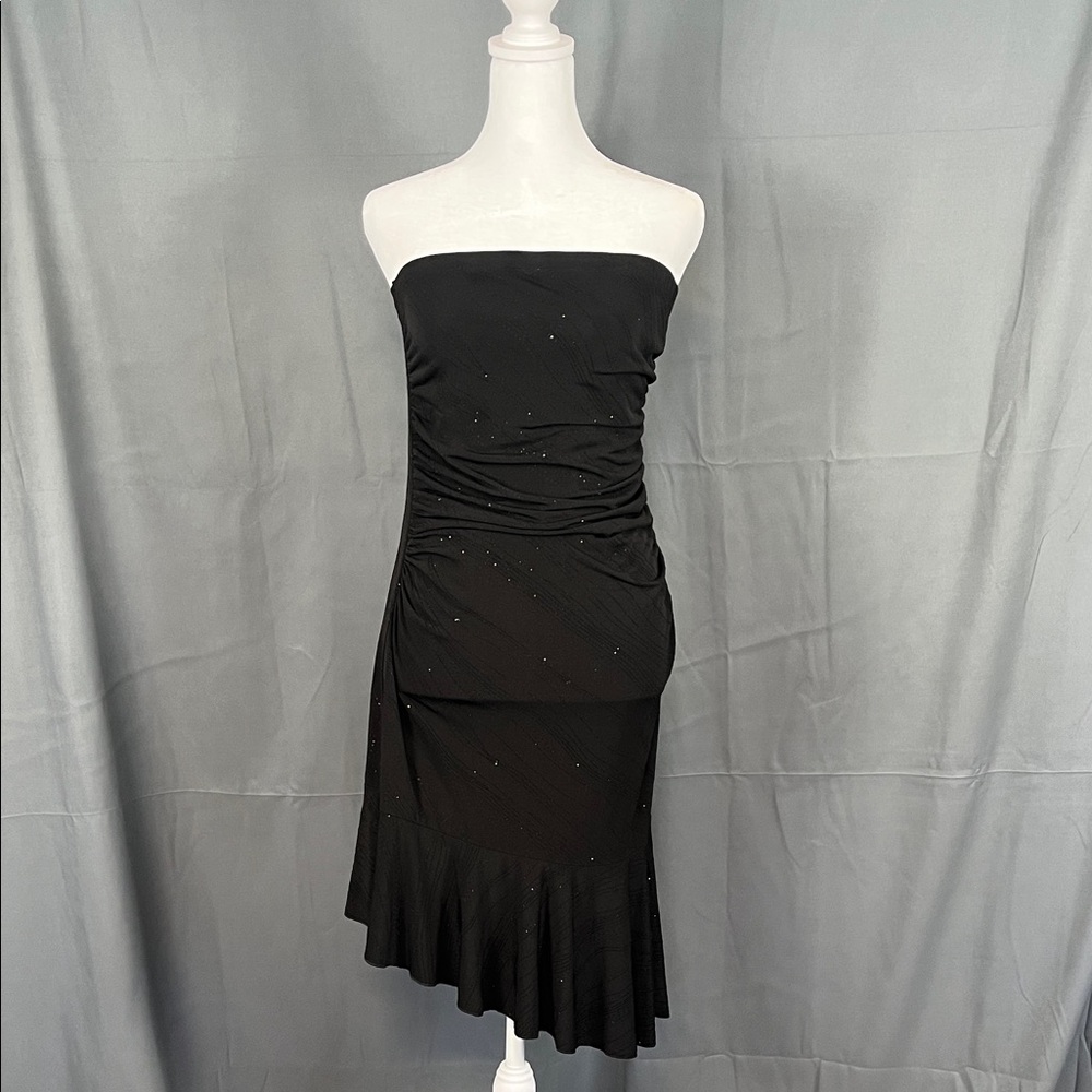 Wrapper Black Strapless Dress